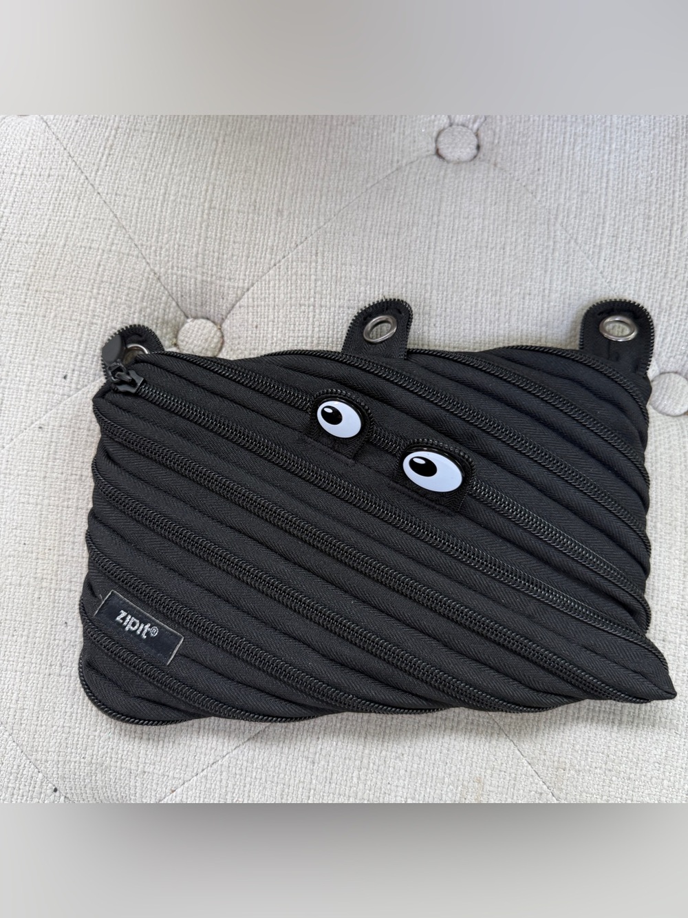 Zipit Black Multi-Zipper Kids Pouch with Eyes